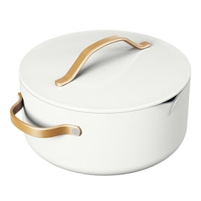 Beautiful 5 Quart Dutch Oven with Strainer Lid and EverGood Ceramic Nonstick Coating, White Icing by Drew Barrymore