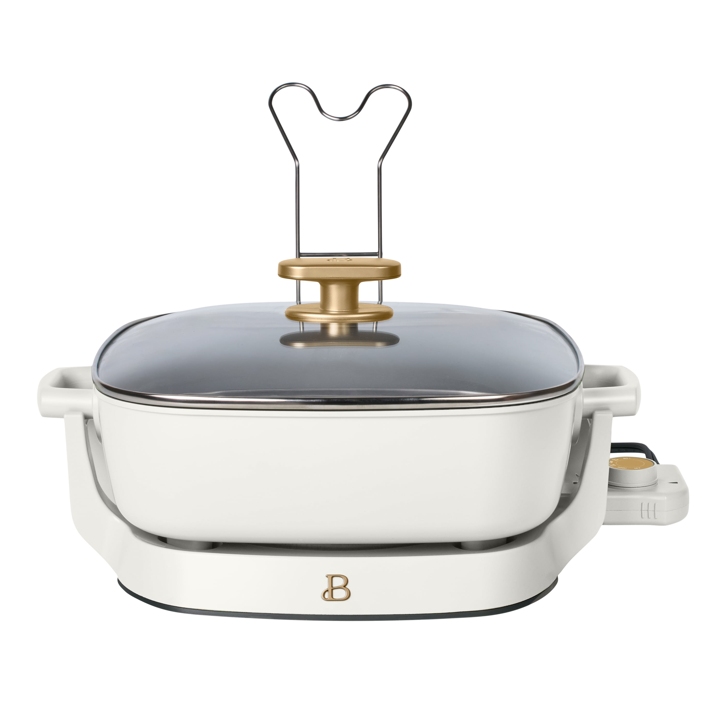 Beautiful 5-in-1, 12" x 12" Detachable Electric Skillet with EverGood Ceramic Nonstick Coating, White Icing by Drew Barrymore