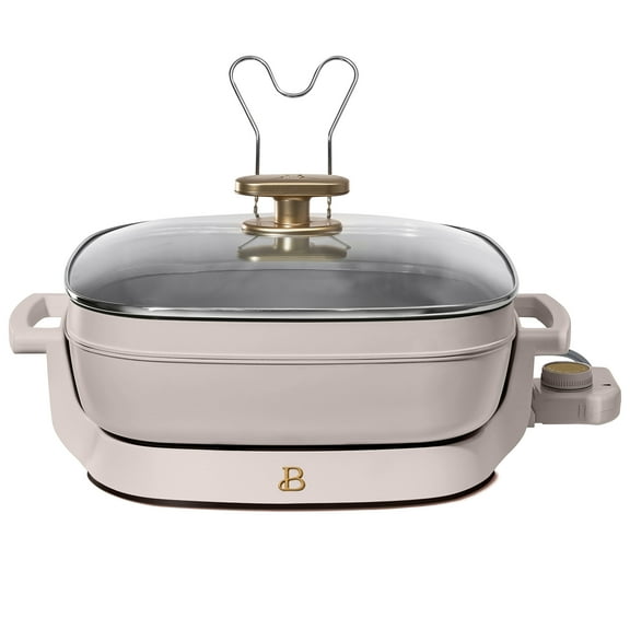 Beautiful 5 in 1 Electric Skillet - Expandable up to 7 Qt, Porcini Taupe by Drew Barrymore