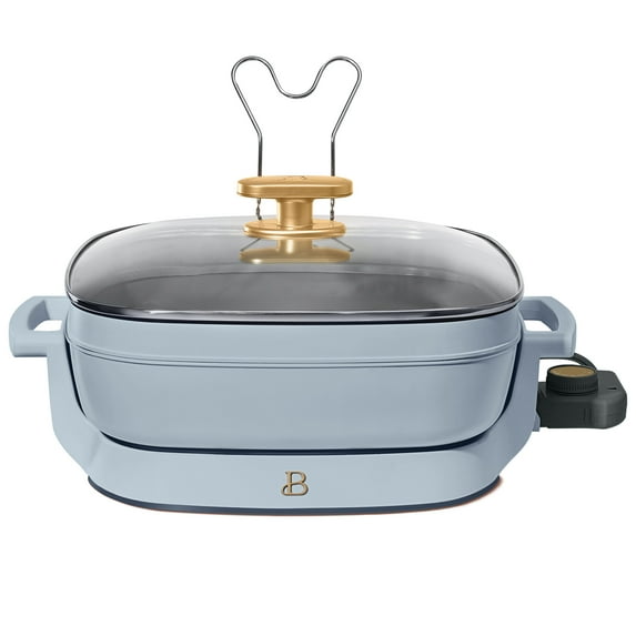 Beautiful 5 in 1 Electric Skillet - Expandable up to 7 Qt with Glass Lid, Cornflower Blue by Drew Barrymore