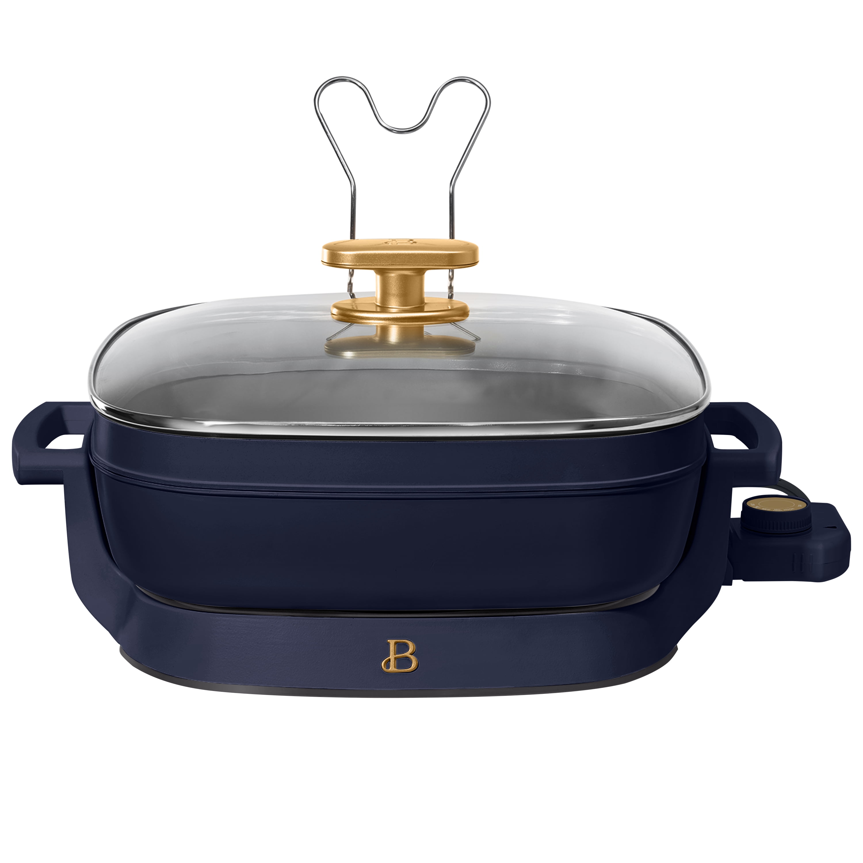 Beautiful 5 in 1 Electric Skillet - Expandable up to 7 Qt with Glass Lid, Starry Night by Drew Barrymore, Blue