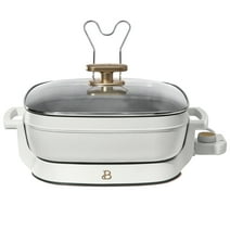 Beautiful 5 in 1 Electric Skillet - Expandable up to 7 Qt with Glass Lid, White Icing by Drew Barrymore