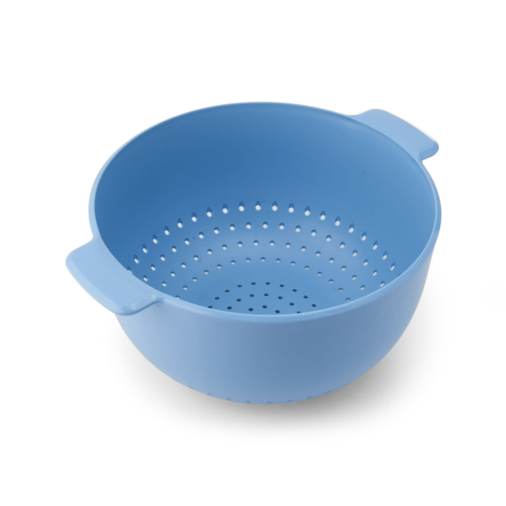 Beautiful 5-quart Plastic Colander with Integrated Handles in Blue Icing by Drew Barrymore