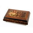 thumbnail image 1 of Beautiful 50 Note Walnut Music Box with Floral Bouquet Inlay and Rosewood Border - Smoke Gets into Your Eyes, 1 of 2