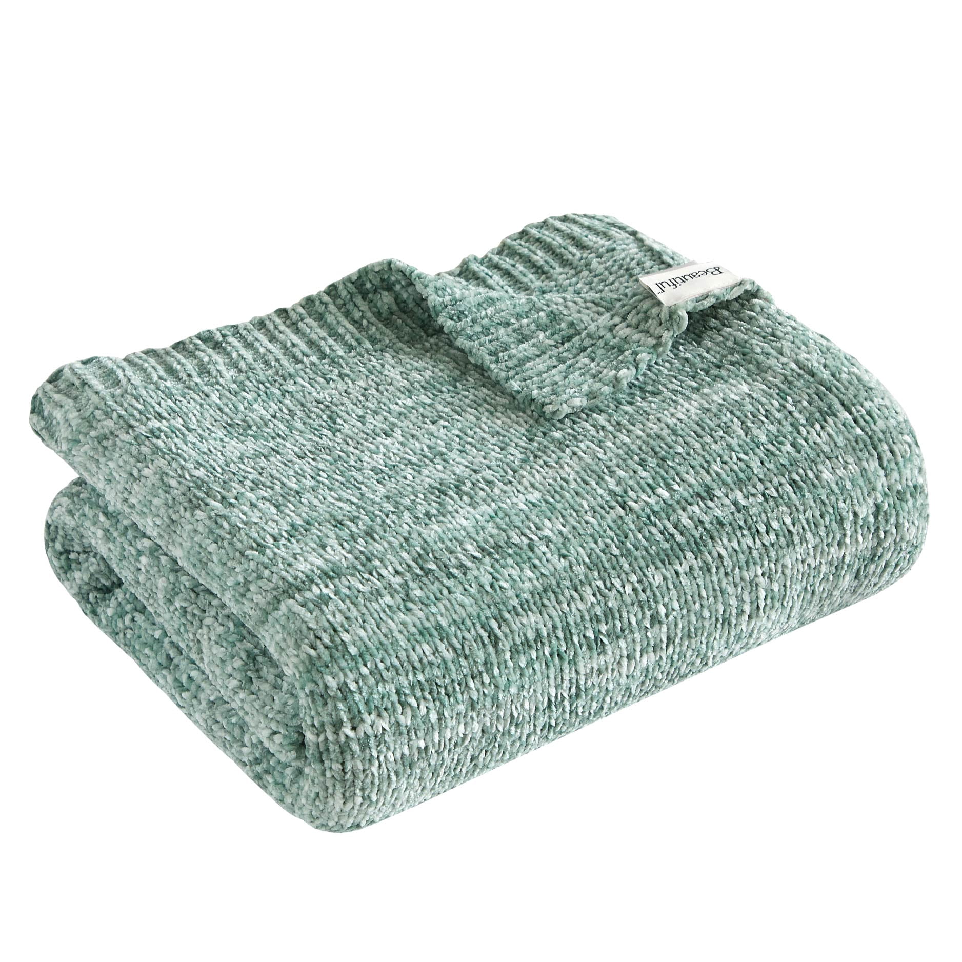 Beautiful 50"x 72" Green Melange Chenille Throw by Drew Barrymore