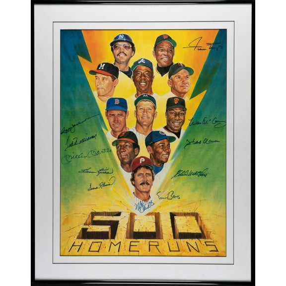 Beautiful 500 Home Run Club Signed Large Photo Mickey Mantle Ted Williams PSA