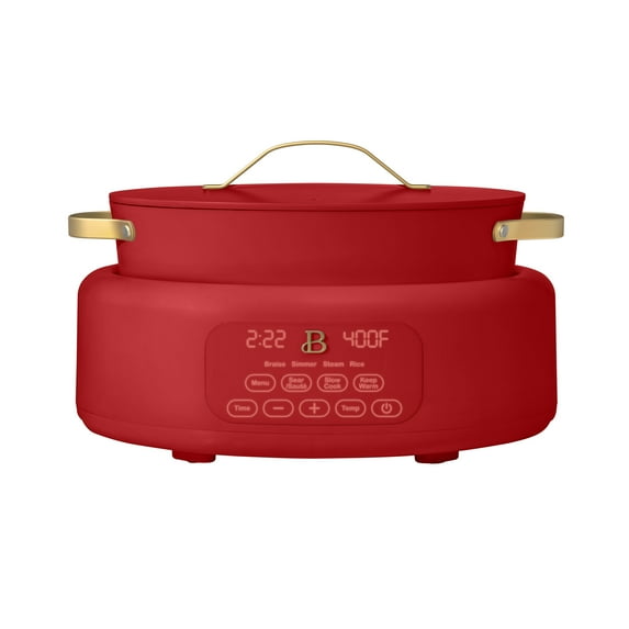 Beautiful 10-in-1 , 6 Qt Electric Multi-Cooker, Tomato Red by Drew Barrymore