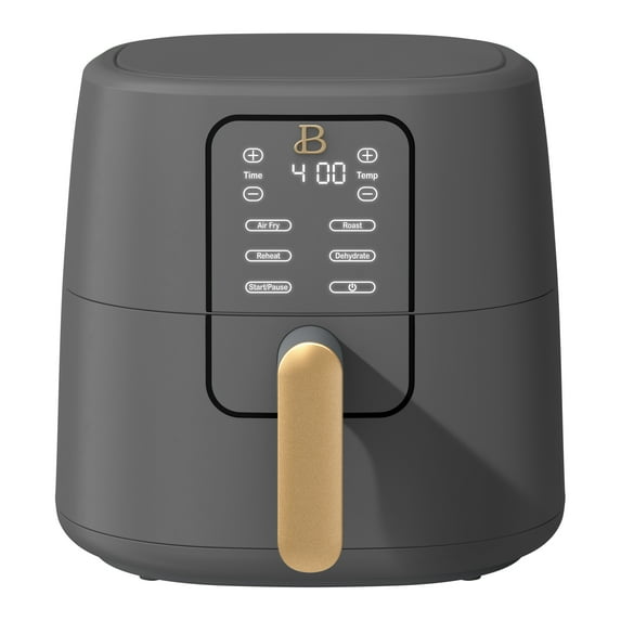 Beautiful 6 Qt Air Fryer with TurboCrisp Technology, EverGood Ceramic Nonstick Coating, Oyster Grey by Drew Barrymore