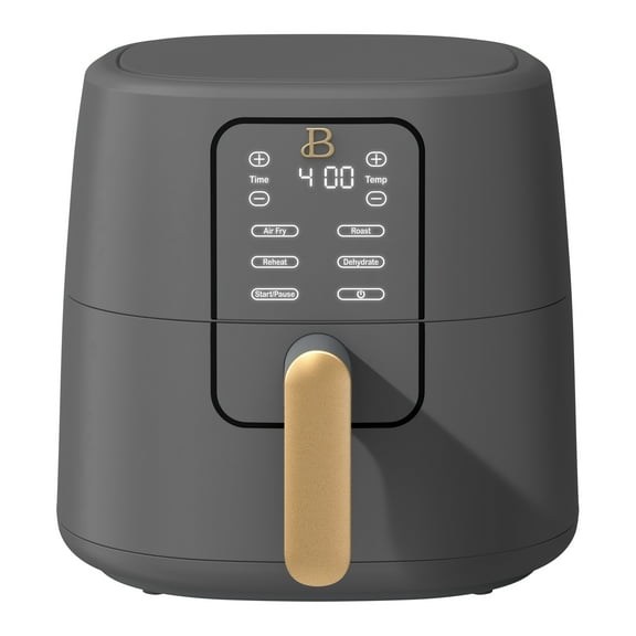 Beautiful 6 Qt Air Fryer with TurboCrisp Technology, EverGood Ceramic Nonstick Coating, Oyster Grey by Drew Barrymore