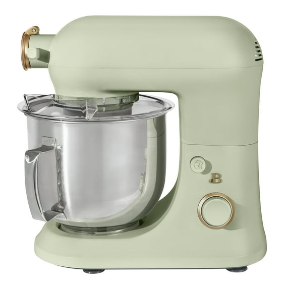 Beautiful 6 Qt Tilt-Head Stand Mixer with Dough Hook, Flat Beater, Balloon Whisk, Pastry Beater & Slicer/Shredder Set, Sage Green by Drew Barrymore