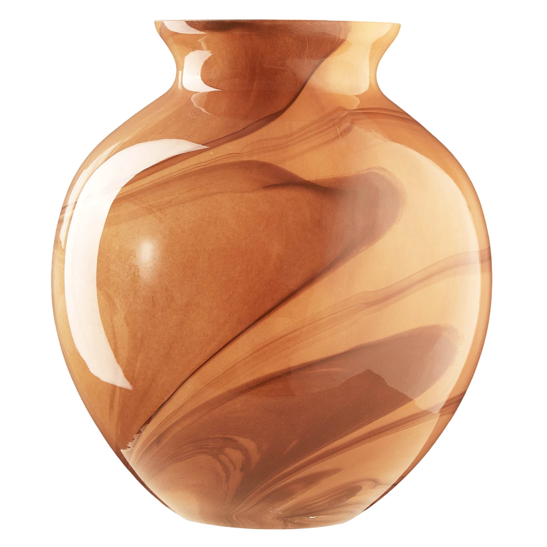 Beautiful 6.89" x 7.95" Round Brown Marbled Glass Vase by Drew Barrymore