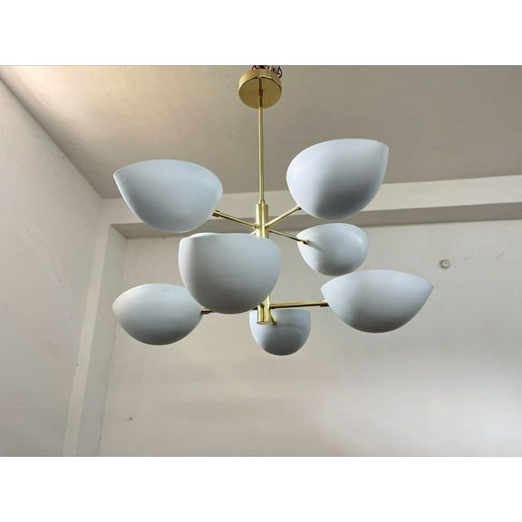Beautiful 6 Arm 12 Light Brass Hand Crafted Sputnik Chandelier - Modern Mid Century Chandelier Ceiling Light