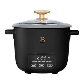 Beautiful 6-Cup Cooked, 3-Cup Uncooked Digital Electric Rice and Grain Cooker with Glass Lid and EverGood Ceramic Nonstick Coating, Black Sesame by Drew Barrymore