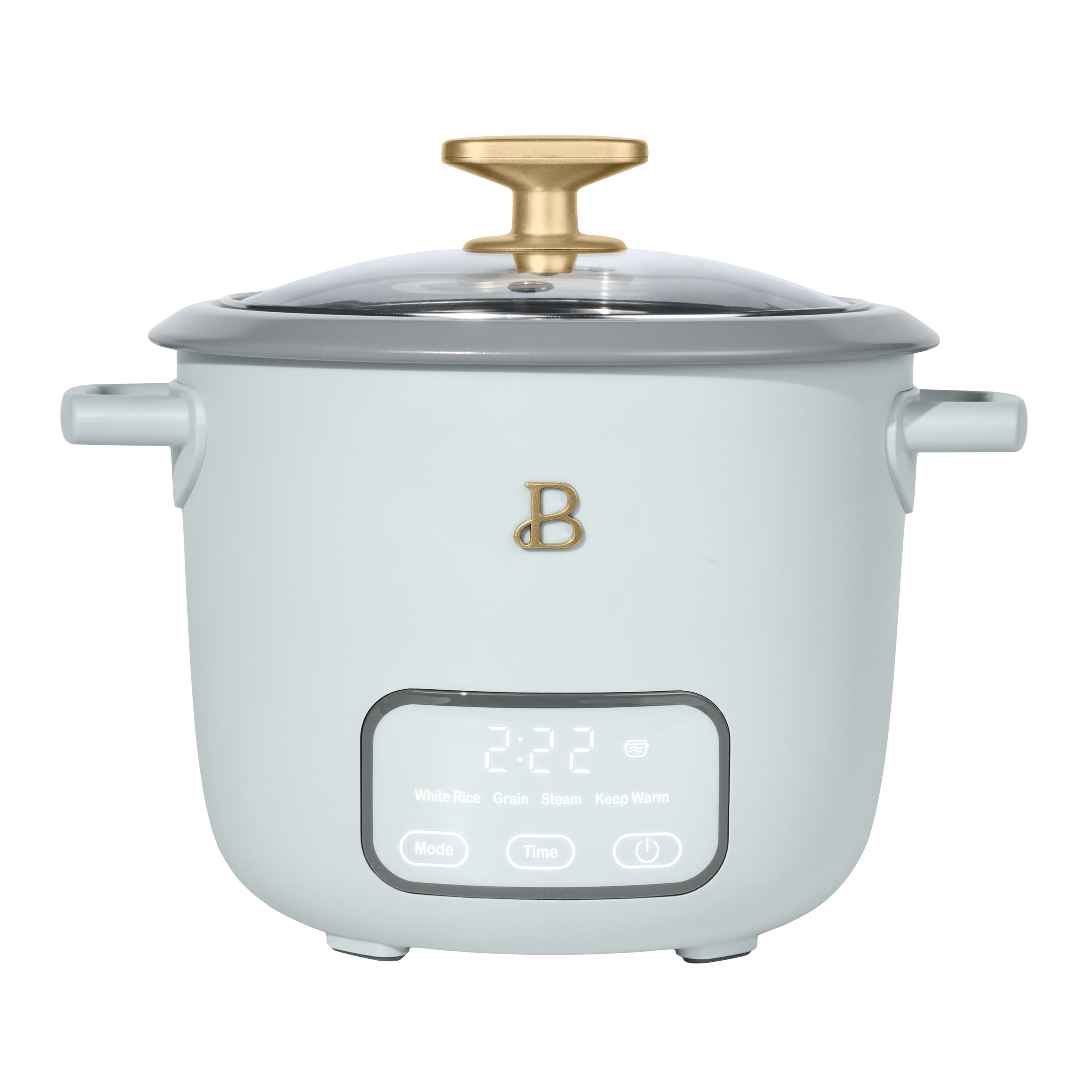 Beautiful 6-Cup Cooked, 3-Cup Uncooked Digital Electric Rice and Grain Cooker with Glass Lid, Hydrangea by Drew Barrymore
