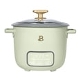 thumbnail image 1 of Beautiful 6-Cup Cooked, 3-Cup Uncooked Digital Electric Rice and Grain Cooker with Glass Lid, Sage Green by Drew Barrymore, 1 of 12