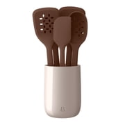 Beautiful 6-Piece Silicone Kitchen Tool Set with Ceramic Crock, Chocolate by Drew Barrymore
