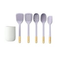 thumbnail interactive-video image 1 of Beautiful 6-Piece Silicone Tool Set with Ceramic Crock, Lavender by Drew Barrymore, 1 of 14