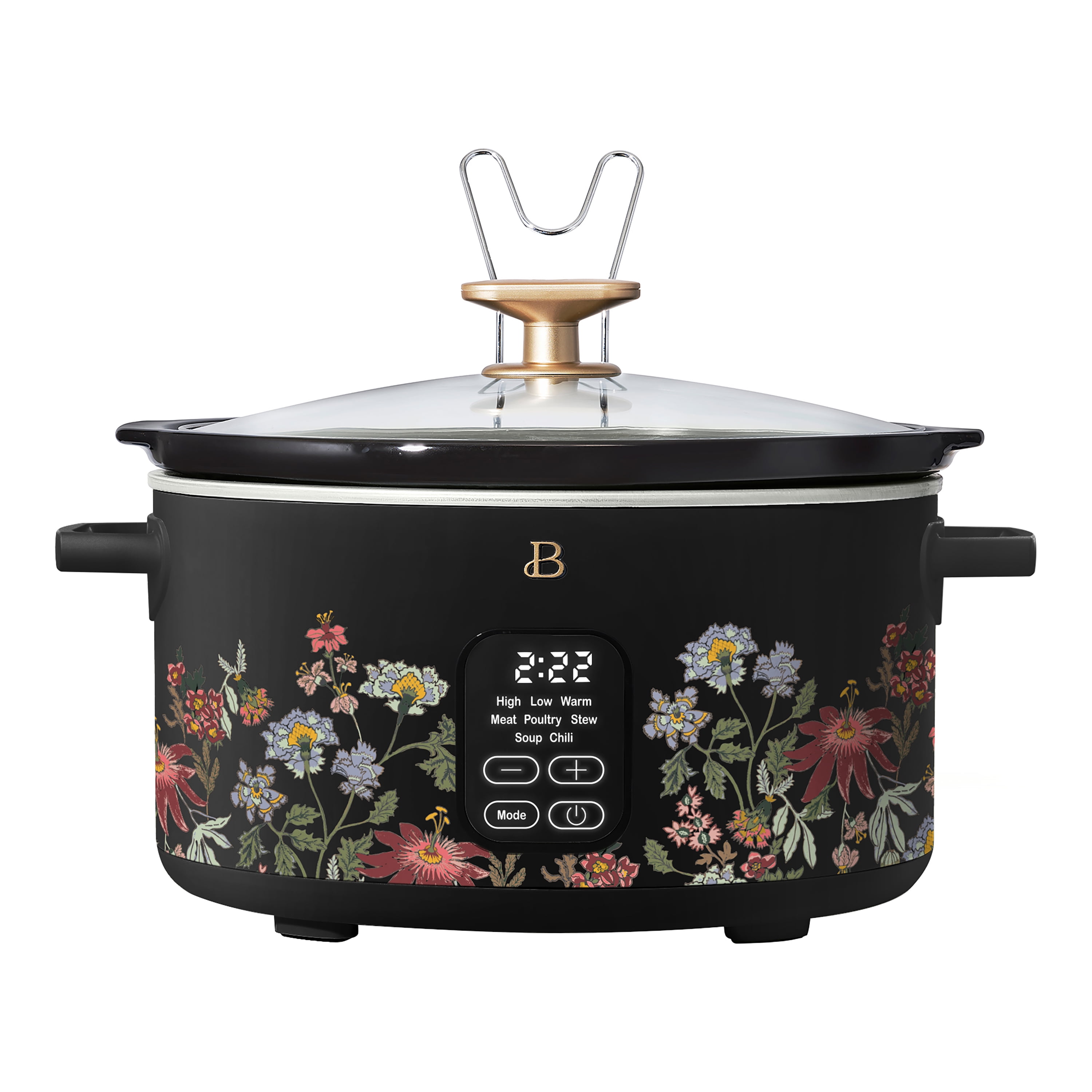 Walmart Saving of  Beautiful 6 Qt Programmable Slow Cooker, Wildflower Black Sesame by Drew Barrymore
