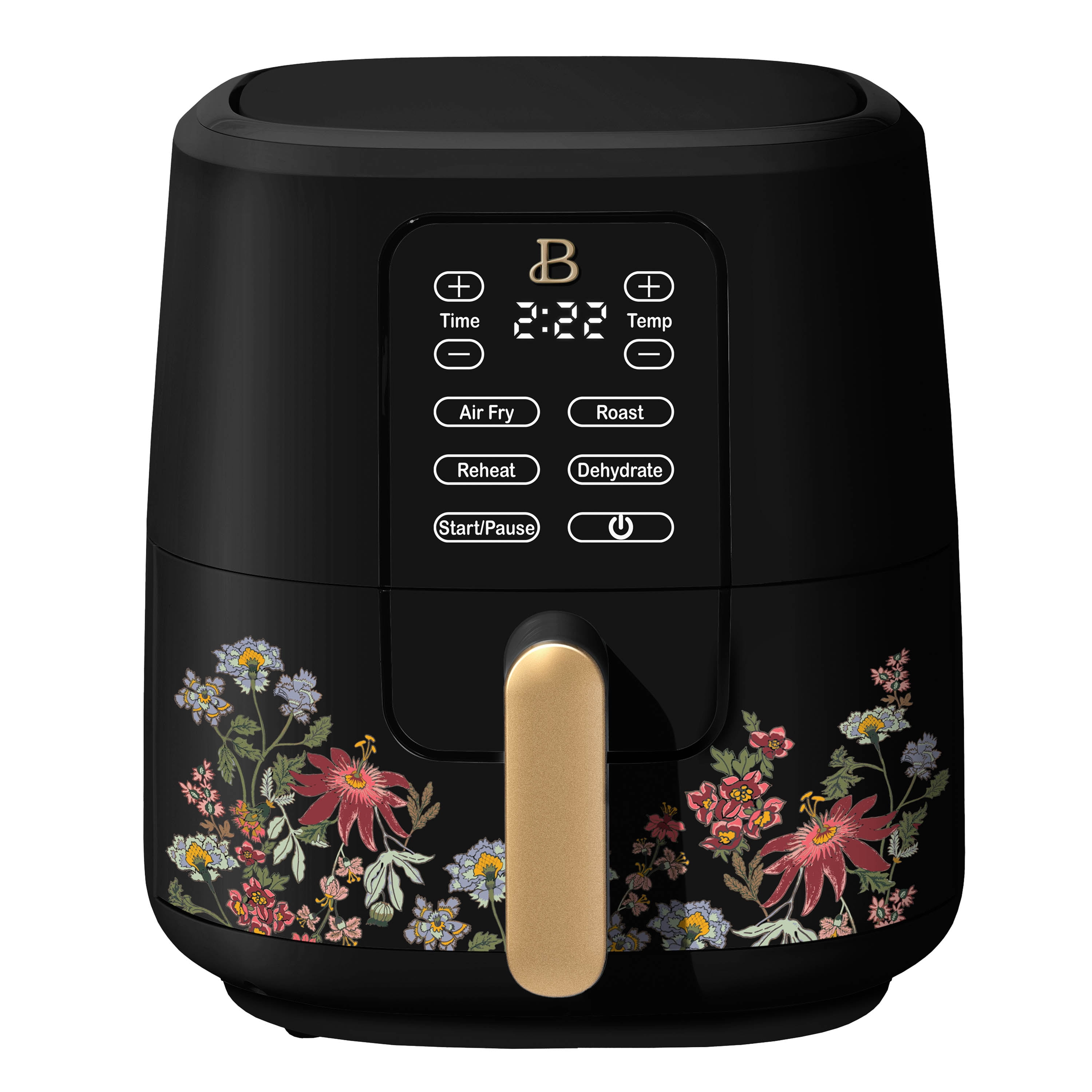Beautiful 6 Qt Air Fryer with TurboCrisp Technology, Wildflower by Drew Barrymore, Black