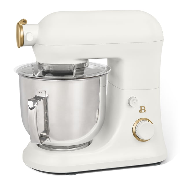Beautiful 6 Qt Tilt-Head Stand Mixer with Dough Hook, Flat Beater, Balloon Whisk, Pastry Beater & Slicer/Shredder Set, White Icing by Drew Barrymore