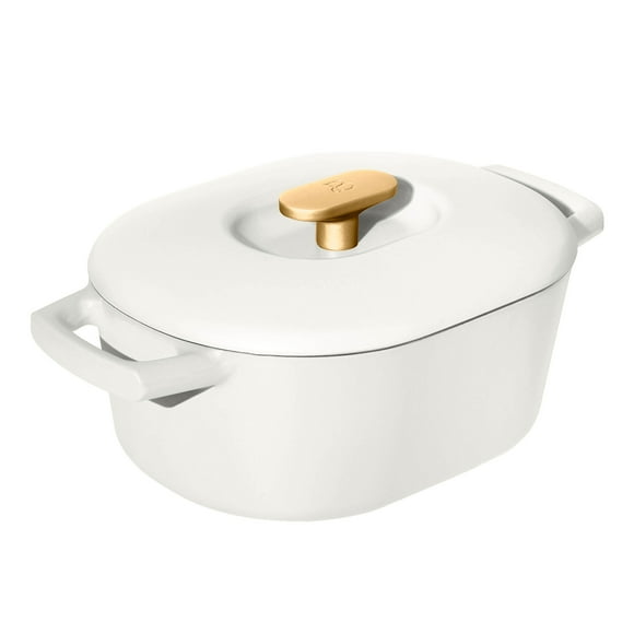 Beautiful 6 Quart Enamel Dutch Oven, White Icing by Drew Barrymore