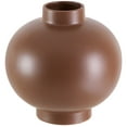 thumbnail interactive-video image 1 of Beautiful Solid Cognac Brown Round Ceramic Vase by Drew Barrymore, 7.5" x 7.5" x 7.5", 1 of 8