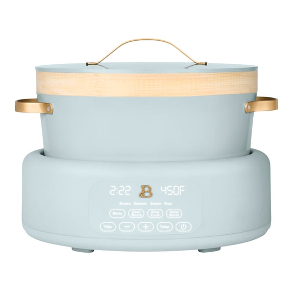 Beautiful 10-in-1, 8 Qt Multi-Cooker with Bamboo Steamer Insert and 7 Preset Functions, Hydrangea by Drew Barrymore