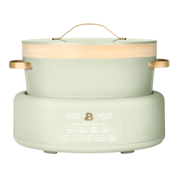 Beautiful 10-in-1, 8 Qt Multi-Cooker with Bamboo Steamer Insert, 7 Preset Functions, and EverGood Non-Toxic Ceramic Nonstick Coating, Sage Green by Drew Barrymore