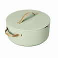 thumbnail image 1 of Beautiful 8 Quart Ceramic Non-Stick Stock Pot with Strainer Lid, Sage Green by Drew Barrymore, 1 of 7