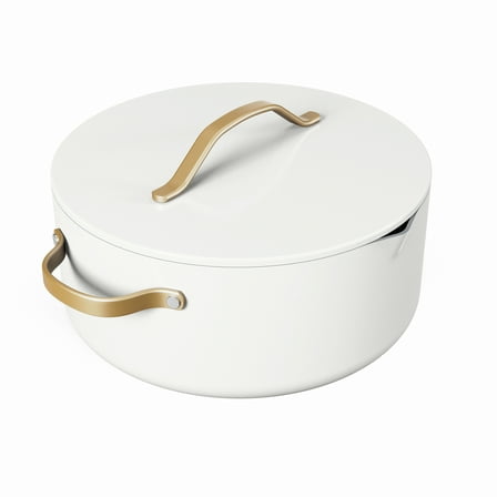 Beautiful 8 Quart Ceramic Non-Stick Stock Pot with Strainer Lid, White Icing by Drew Barrymore