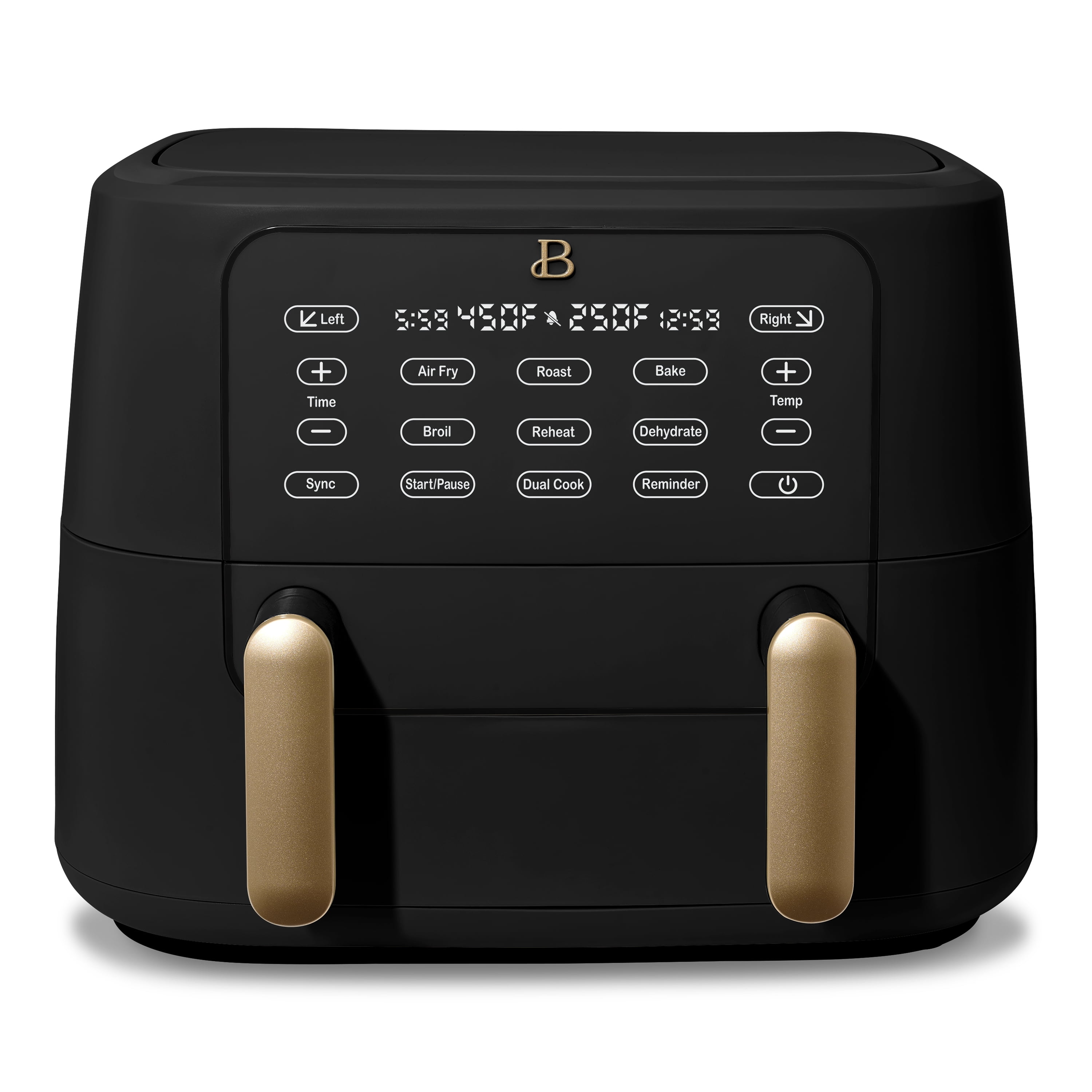 Beautiful 9 Qt TriZone Dual Basket Air Fryer, EverGood™ Ceramic Nonstick Coating, Black Sesame by Drew Barrymore