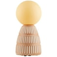 thumbnail image 1 of Beautiful 9.75" Ceramic Brown Ribbed Rechargeable/Cordless Frosted Globe Table Lamp by Drew Barrymore, 1 of 7