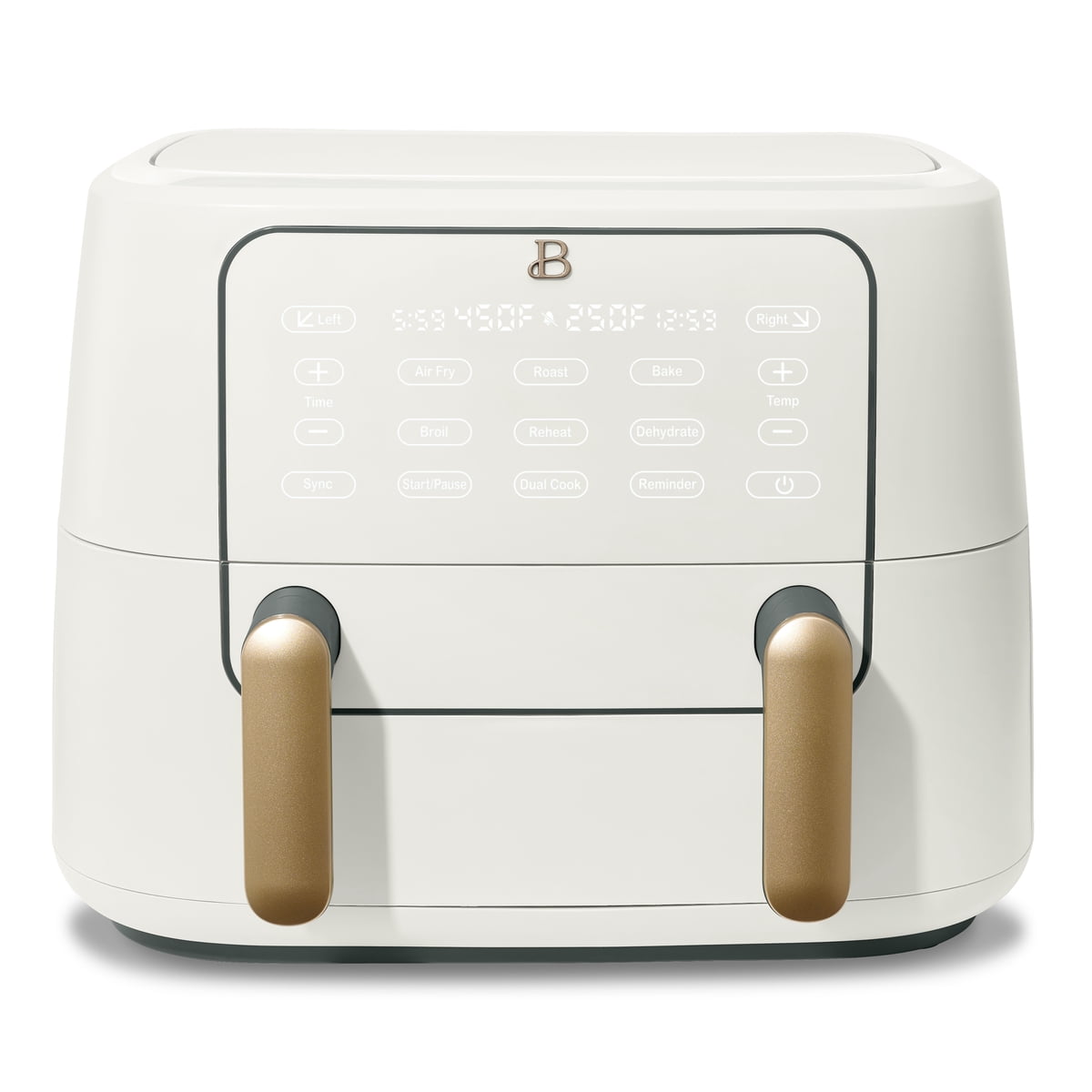 Beautiful 9 Qt TriZone Dual Basket Air Fryer, EverGood Ceramic Nonstick Coating, White Icing by Drew Barrymore