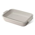 thumbnail image 1 of Beautiful 9”x 13” Stoneware Baker with Plastic Lid, Porcini Taupe by Drew Barrymore, 1 of 10