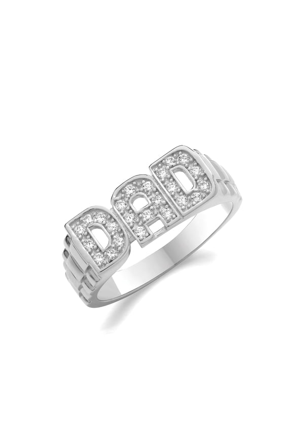 Beautiful 925 Sterling Silver Men Dad Ring with Cubic Zirconia/CZ