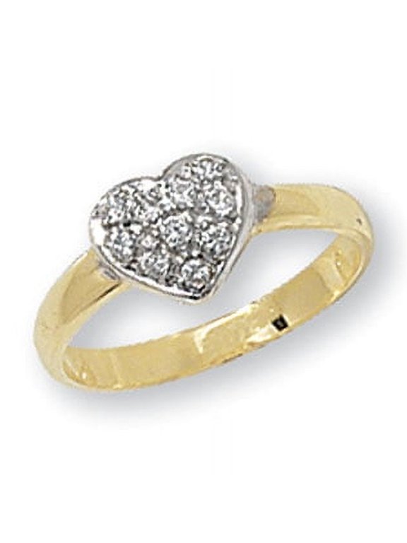 Beautiful 9k Gold Women Heart Ring with Cultured Cubic Zirconia/CZ