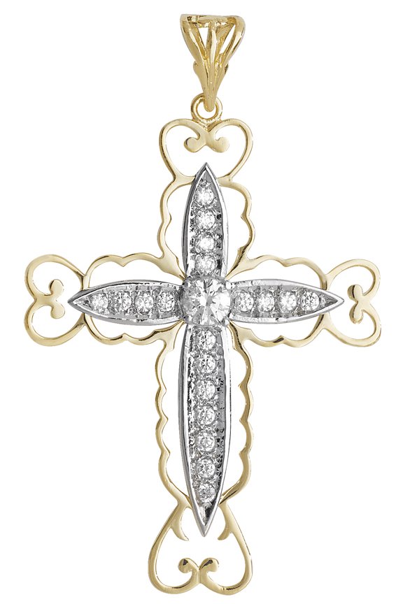 Beautiful 9k Gold Women Pendant with Cubic Zirconia/CZ - 64mm*39mm, 6 Grams