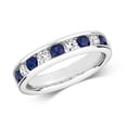 thumbnail image 1 of Beautiful 9k White Gold Women Half Eternity Diamond Ring Brilliant Cut 0.37 Carat HI - I1 with Sapphire, 1 of 1
