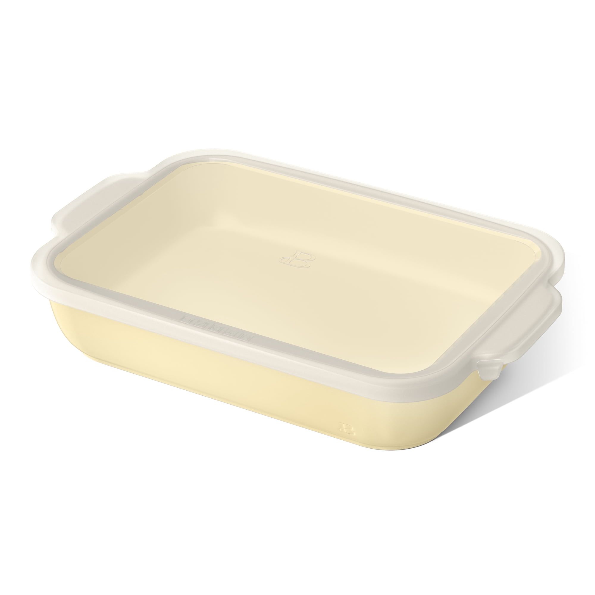 Beautiful 9”x 13” Stoneware Baker with Plastic Lid, Buttercream by Drew Barrymore