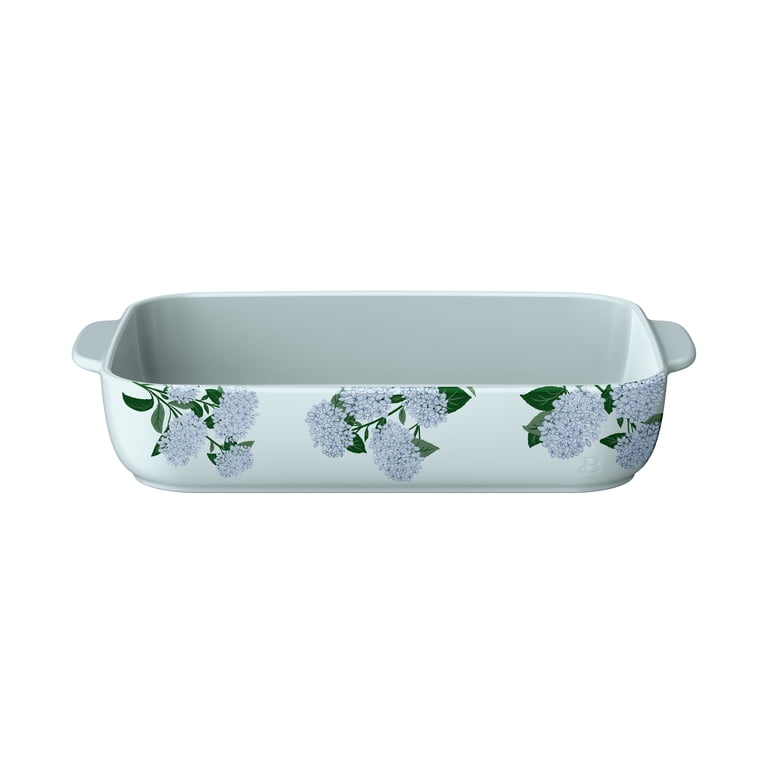 Beautiful 9”x13” Stoneware Baking Dish, Hydrangea Floral by Drew