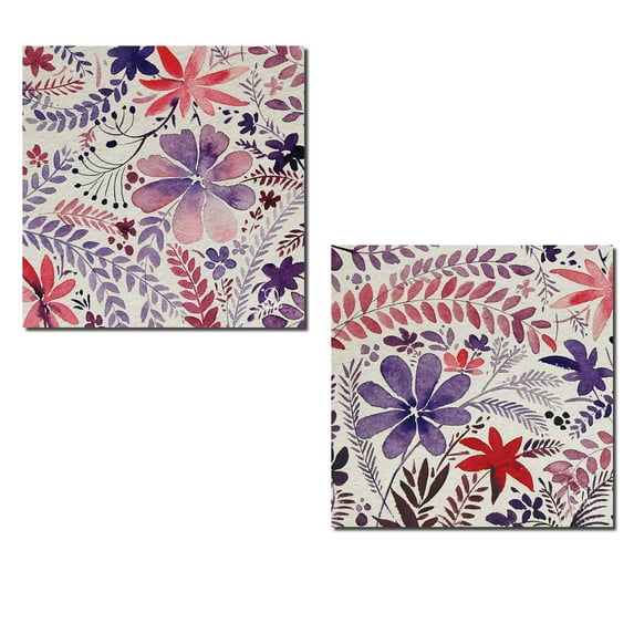 Beautiful Abstract Pink Red and Purple Floral Pattern; Two 12x12 Poster Prints