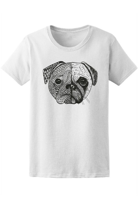 Beautiful Abstract Pug Sketch Tee Women's -Image by Shutterstock