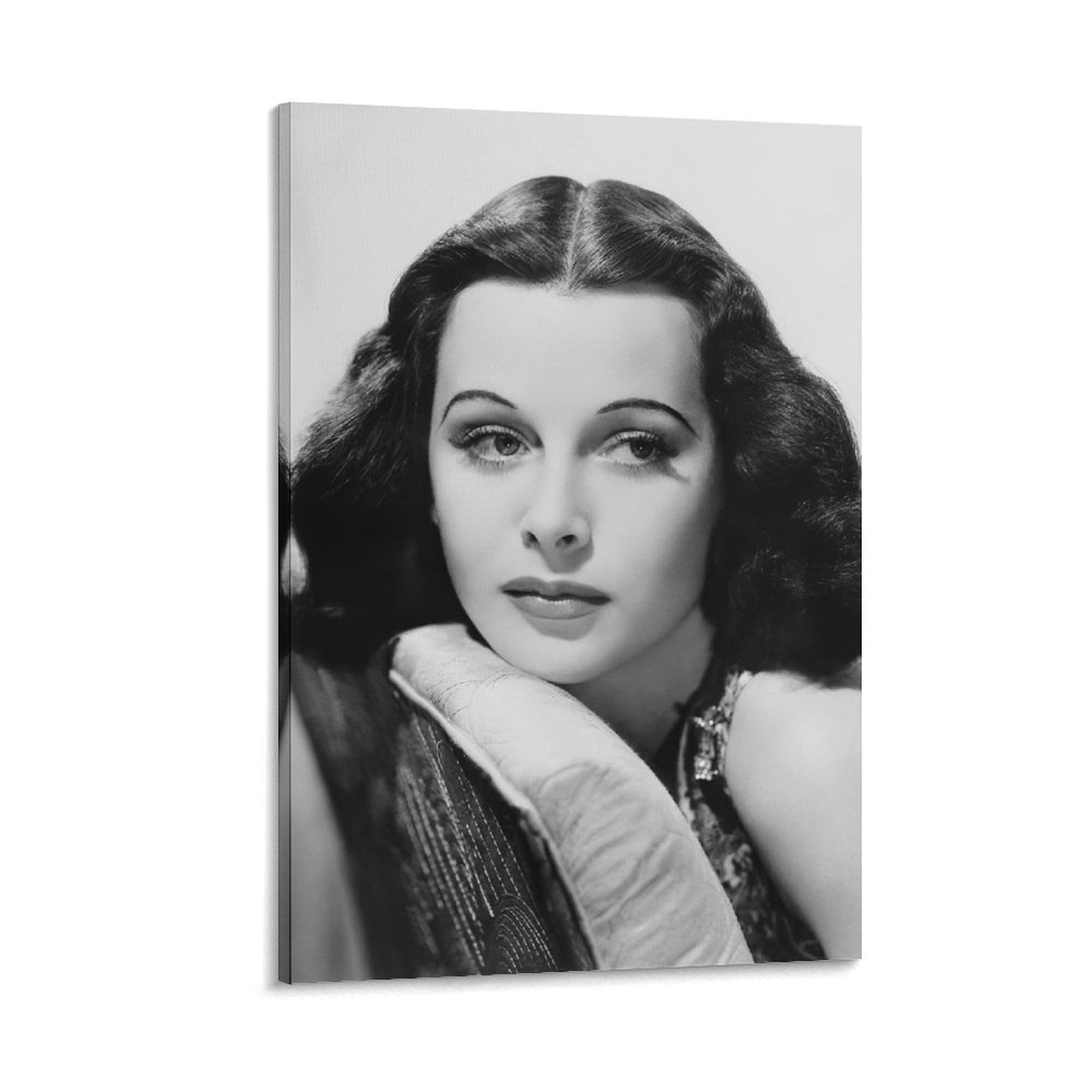 Beautiful Actresses Hedy Lamarr Black And White Poster Canvas Art — free download