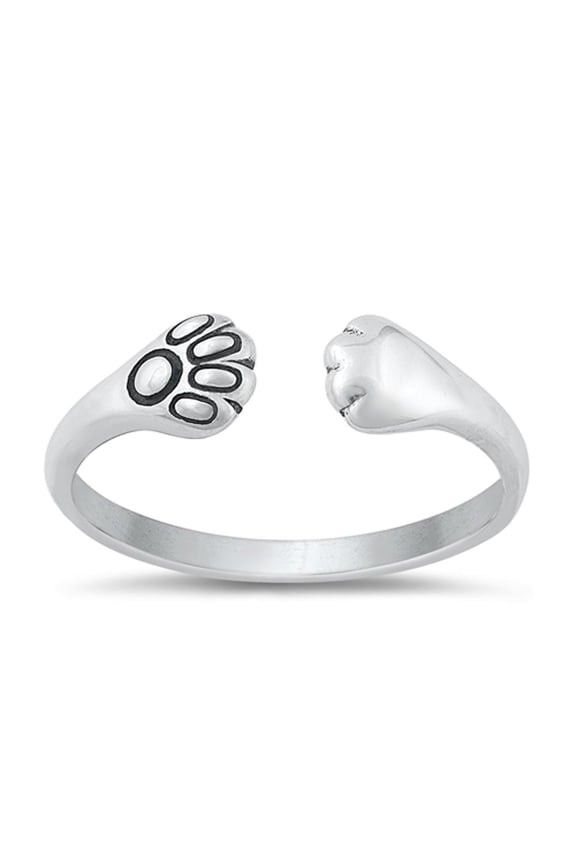 Beautiful Adjustable Paws Ring 925 Puppy Cat Sterling Silver Band Jewelry Female Male Unisex Size 10