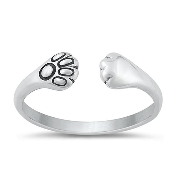 Beautiful Adjustable Paws Ring 925 Puppy Cat Sterling Silver Band Jewelry Female Male Unisex Size 6
