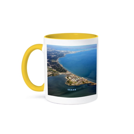 3dRose, Beautiful Aerial View Of Corpus Christi Texas, 15oz Two-Tone Yellow Mug