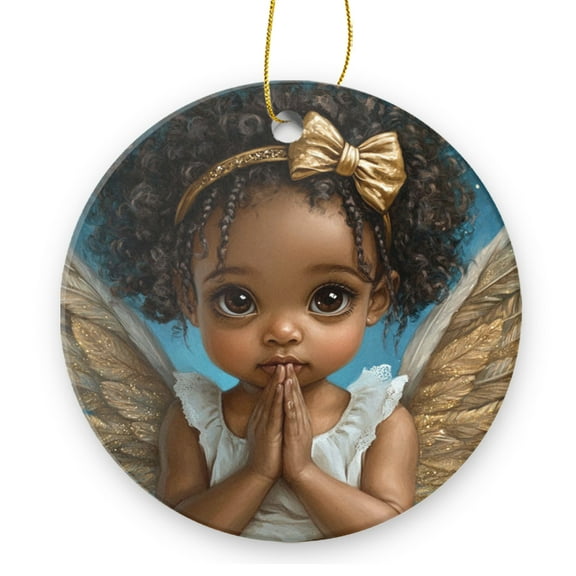 Beautiful African American Girl - Christmas Ornament Xmas Keepsake Ceramic Ornaments Holiday Decorations for Tree Christmas Gift Ideas 2.95in