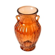 Beautiful Amber Glass Flower Vase for Fresh or Artificial Flowers - Home Decor Centerpiece by Drew Barrymore 8" X 5"