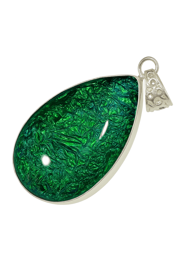 Beautiful Ammolite 85.2 Ct Bi-Color Pear CERTIFIED Stunning Gemstone Pendant