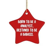 Beautiful Analyst Gifts, Born to BE A Analyst, Destined to BE A Badass, Birthday Star Ornament for Analyst from Team Leader, Christmas Star Ornaments, Star Ornaments for Christmas Tree, Personalized